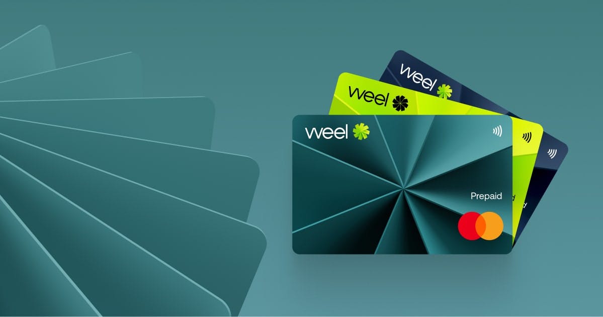 An illustration of Weel’s prepaid petty cash cards, showing how businesses can manage funds digitally.
