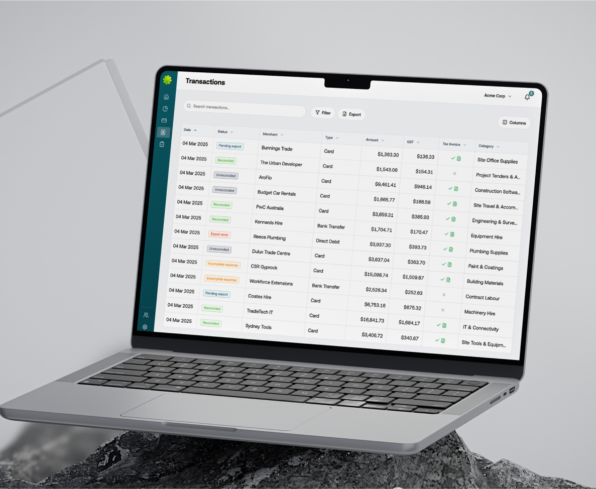 Transactions dashboard