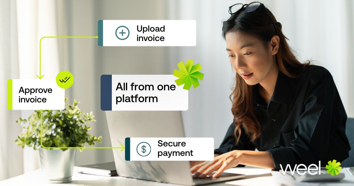 Finance professional viewing Weel dashboard for accounts payable process automation.