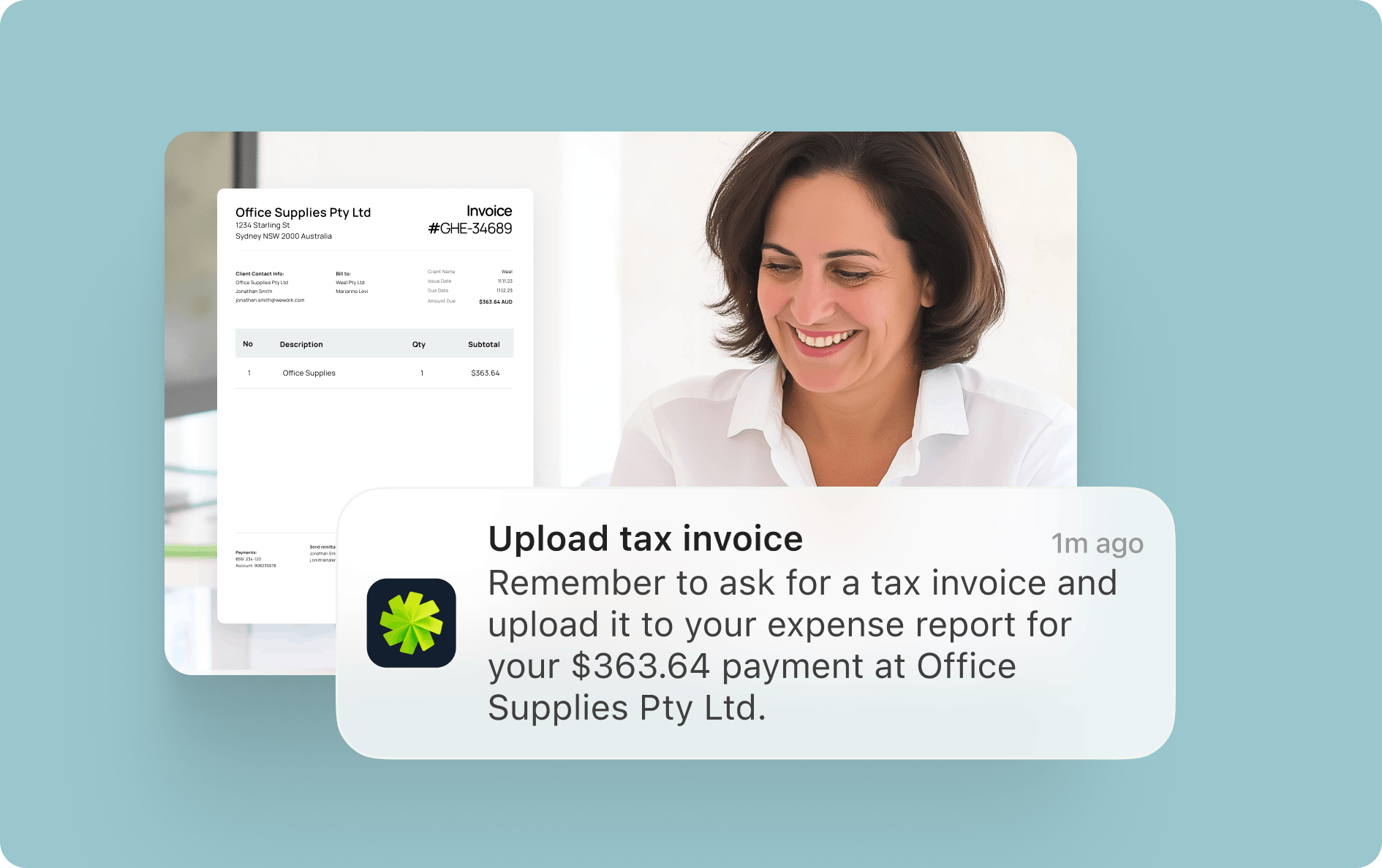 An illustration of automated receipt capture in Weel’s platform, a feature that enhances the usability of petty cash entry software for finance teams.